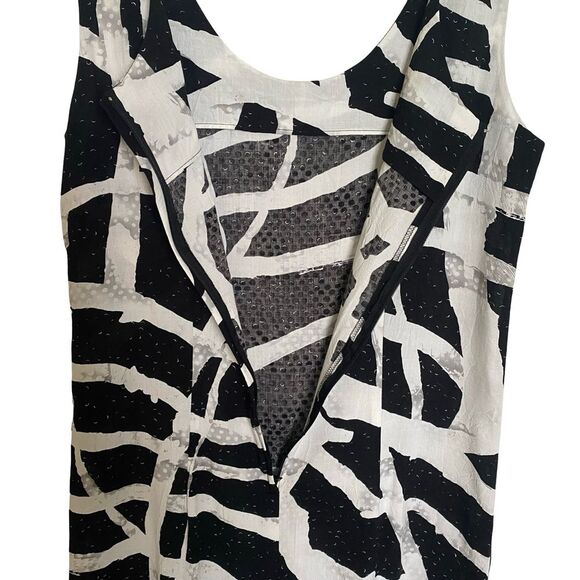 Vintage Deadstock JAMS World Enigma Pattern Black White Dress Size Medium - Picture 3 of 7